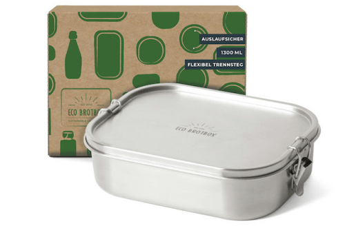 Die auslaufsichere Edelstahl-Lunchbox mit flexiblem Trennsteg – nachhaltig, robust und ideal für unterwegs.